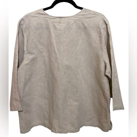 Hot Cotton VTG Natural Linen Cotton Boxy Top Artsy Lagenlook Boho Sub stainable - Picture 3 of 9